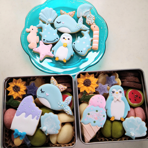 Creema限定『夏のクッキー缶』選べる!クジラとペンギンのアイス屋さん