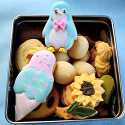 Creema限定『夏のクッキー缶』選べる!クジラとペンギンのアイス屋さん※白砂糖不使用身体に優しいアイシングクッキー 5枚目の画像