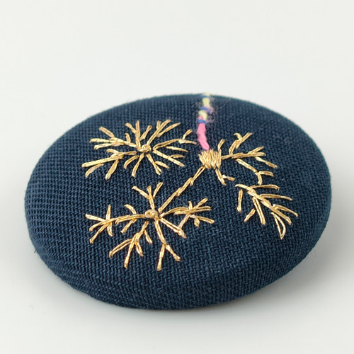 受注制作】夏の終わり〜線香花火の刺繍ブローチor刺繍ヘアゴム