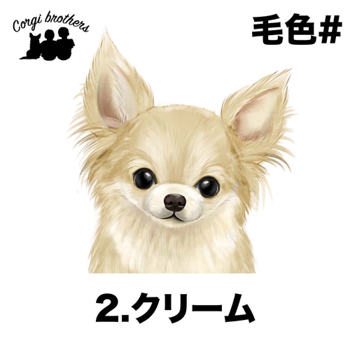 チワワ 水彩画風 毛色6色 】 タオルハンカチ ピンク＆ブルー2枚