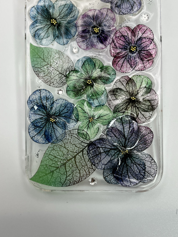 紫陽花のスマホケース　ステンドグラス風コスパ最高 iPhone ケース 2枚目の画像