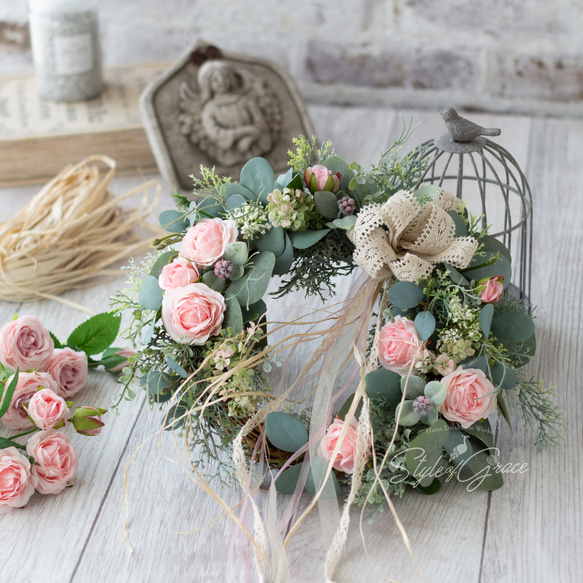 ユーカリ と ローズ のナチュラルリース リース Style of Grace 通販  
