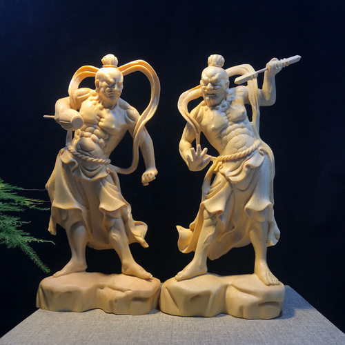 仏教美術 金剛力士像（阿形 吽形）仁王像 彫刻 災難除去 極上品
