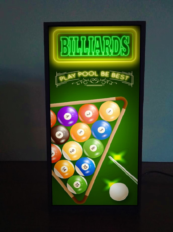 ビリヤード プールバー ハスラー ゲーム ナインボール ミニチュア サイン ランプ 看板 置物 玩具 雑貨 ライトBOX 1枚目の画像