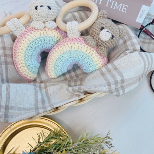 くまさん♡うさぎさん 虹の歯固めラトル ⋆꙳ おもちゃ・人形 𝑠ℎ𝑜𝑝