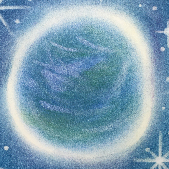 【絵画】箱舟の星へ《ポストカード+おまけ付》パステルアート　癒し　地球　青 4枚目の画像