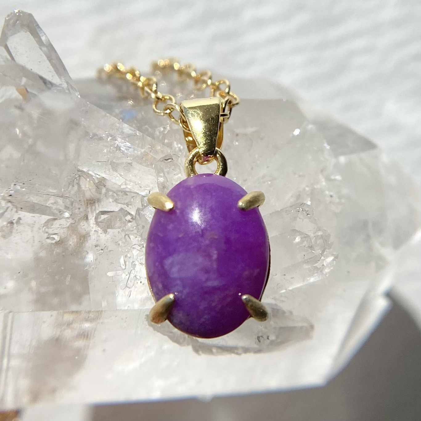 天然スギライトネックレス☆ 原石から磨いた１点もの！