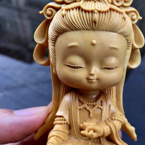 珍品 菩薩 仏教工芸品 時代仏像 縁起物 極上品 精密細工 木彫