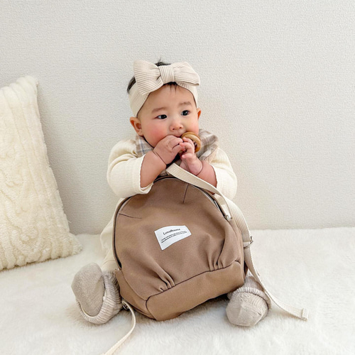 デイパックタイプの子供用帆布リュック ペールカーキ 出産お祝い 一升