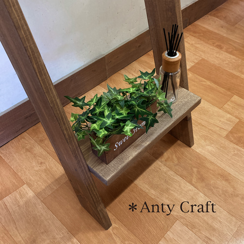 【サイズオーダー可・引取可能】ラダータイプの傘かけ（飾り棚付） 傘立て幅35cm サイズオーダー可】【引取可能】無垢材 ラダータイプの傘かけ（飾り棚