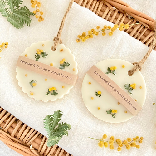 ミモザのアロマサシェ 天然精油香る アロマワックスサシェ ⌘香りが