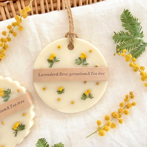 ミモザのアロマサシェ 天然精油香る アロマワックスサシェ ⌘香りが