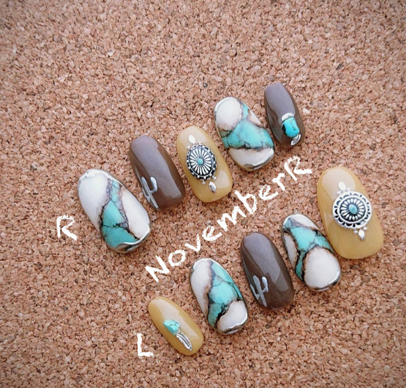 香夏ページ ネイルチップ LA563☆夏のウエスタンサーフネイルチップ◯ ネイルチップ（つけ爪