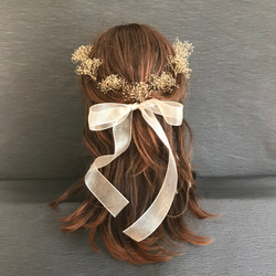 プリザーブドフラワー　かすみ草　結婚式　成人式　卒業式　袴　振袖 髪飾り　ヘッドドレス　ハーフアップ 4枚目の画像