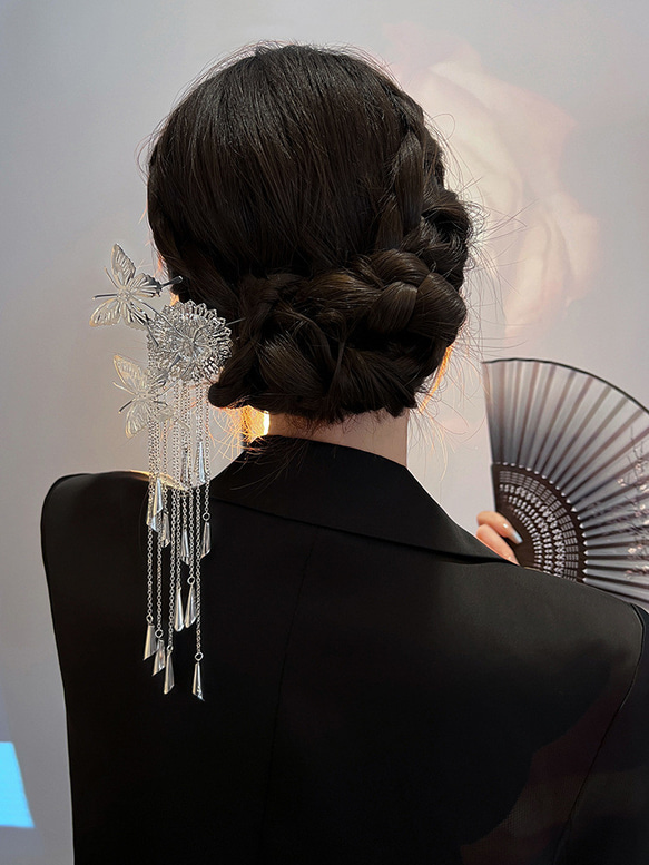 簪 かんざし 一本 挿し 和装 髪飾り シルバー ヘアアクセサリー 4枚目の画像