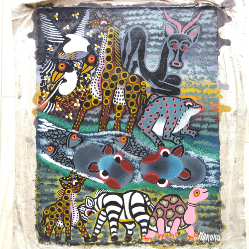 Animal circle 1 』Big-Tingatinga by Mteko 60*60cm | Duka La