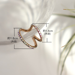 【14kgf】ラインストーンWリングEarCuff 3枚目の画像