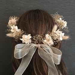 プリザーブドフラワー　髪飾り　リボン　ヘッドドレス　結婚式　成人式　ウェディング　卒業式　ボタニカル 2枚目の画像
