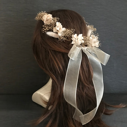 プリザーブドフラワー　髪飾り　リボン　ヘッドドレス　結婚式　成人式　ウェディング　卒業式　ボタニカル 5枚目の画像