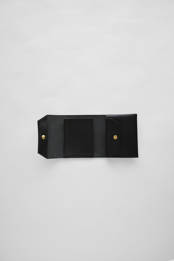 ミニ財布 本革 イタリアンレザー 小さい財布 ミニウォレット 日本製 ブラック 黒 [MOLVAR] 4枚目の画像