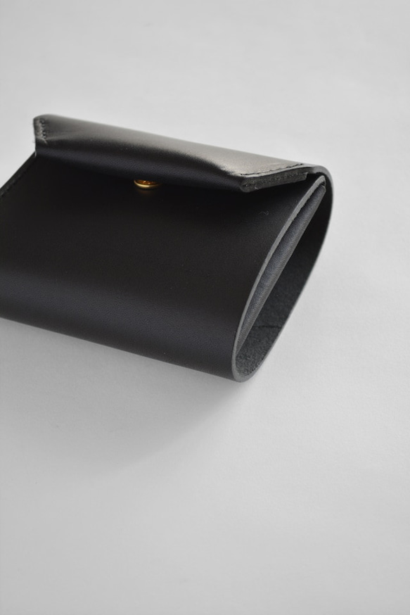 ミニ財布 本革 イタリアンレザー 小さい財布 ミニウォレット 日本製 ブラック 黒 [MOLVAR] 8枚目の画像