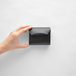ミニ財布 本革 イタリアンレザー 小さい財布 ミニウォレット 日本製 ブラック 黒 [MOLVAR] 3枚目の画像