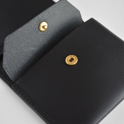 ミニ財布 本革 イタリアンレザー 小さい財布 ミニウォレット 日本製 ブラック 黒 [MOLVAR] 9枚目の画像