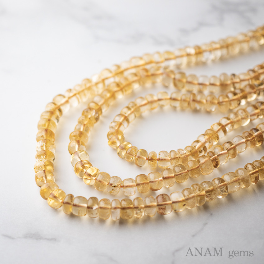 【４０㎝】シトリン スムース ボタン (ロンデル)★ANAM gems