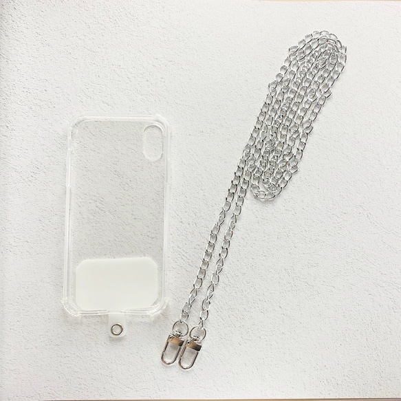 肩掛け 携帯 ストラップ シルバー チェーン】スマホ ショルダー