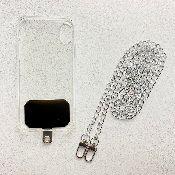 肩掛け 携帯 ストラップ シルバー チェーン】スマホ ショルダー