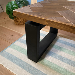 海沿いで人気♪ヘリンボーンテーブル 82cm×50㎝ 木製 ローテーブル ダークウォルナット 12枚目の画像