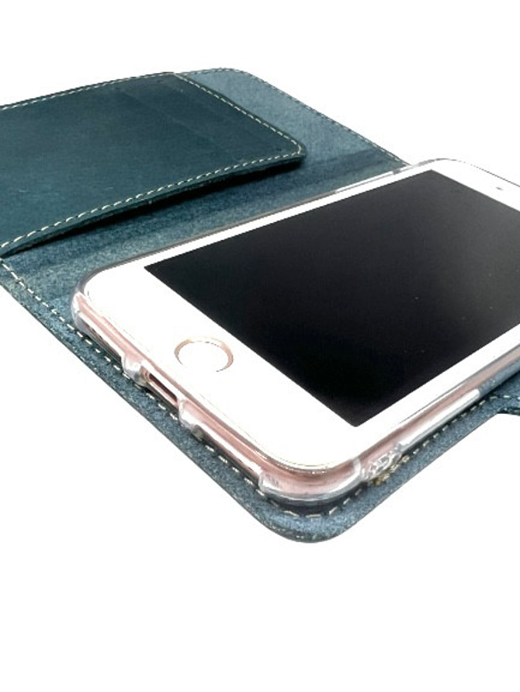 iPhone SE3/SE2/8/7手帳型ケース　日本製　本革　一枚革　ヌメ革 10枚目の画像