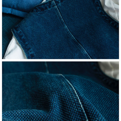 ビーチクロス ベスト 藍染 インディゴ 刺し子 綿100% ワークジャケット