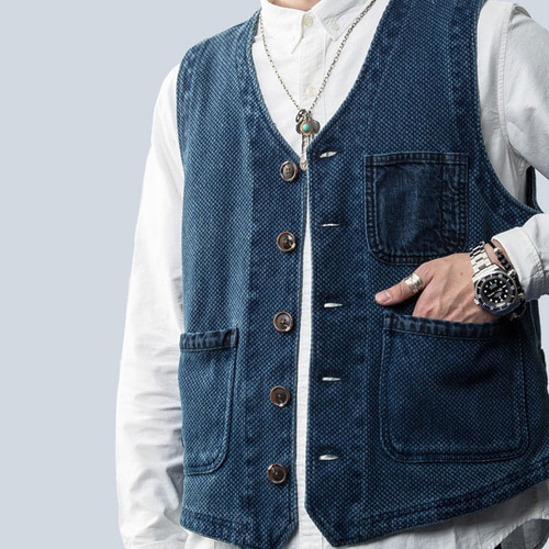 45R 綿100% ベストフィッシング　藍染インディゴ 45R 綿100% ベストフィッシング 藍染インディゴ 45R 綿100% ベスト