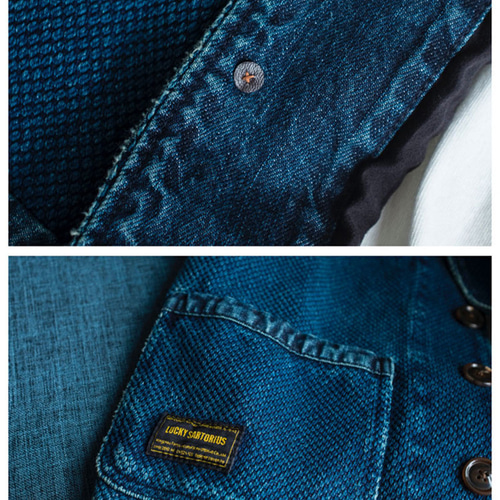 ビーチクロス ベスト 藍染 インディゴ 刺し子 綿100% ワークジャケット