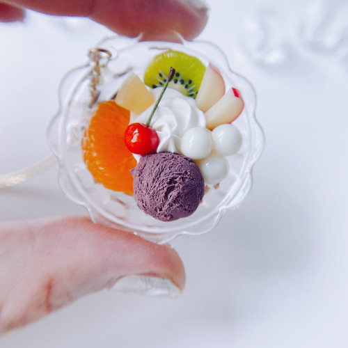 白玉クリームあんみつのネックレス フェイクスイーツ スイーツデコ 