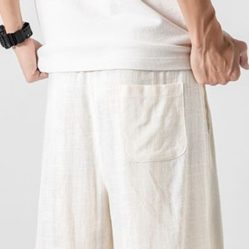 春夏新品 サルエルパンツ 白 ワイドパンツ スウェットパンツ 麻