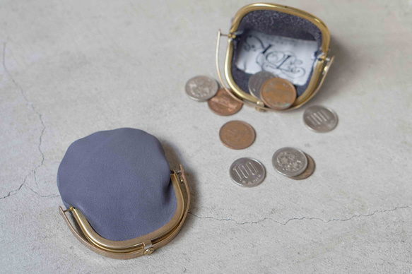 ワンタッチ真鍮製がま口COIN-CASE#BOCCA－GRAY 1枚目の画像