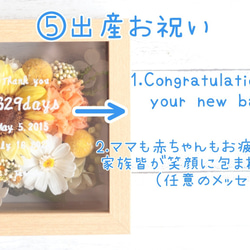 【子育て感謝状に♪選べるメッセージ】向日葵(ひまわり)ブーケの木製ガラスフレーム＊プリザーブドフラワー 19枚目の画像