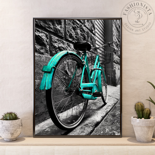 アートポスター ロンドン ビッグベン おしゃれ シンプルモダン 自転車