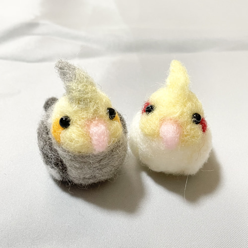 オカメインコ 羊毛フェルト （受注制作） 羊毛フェルト モカ