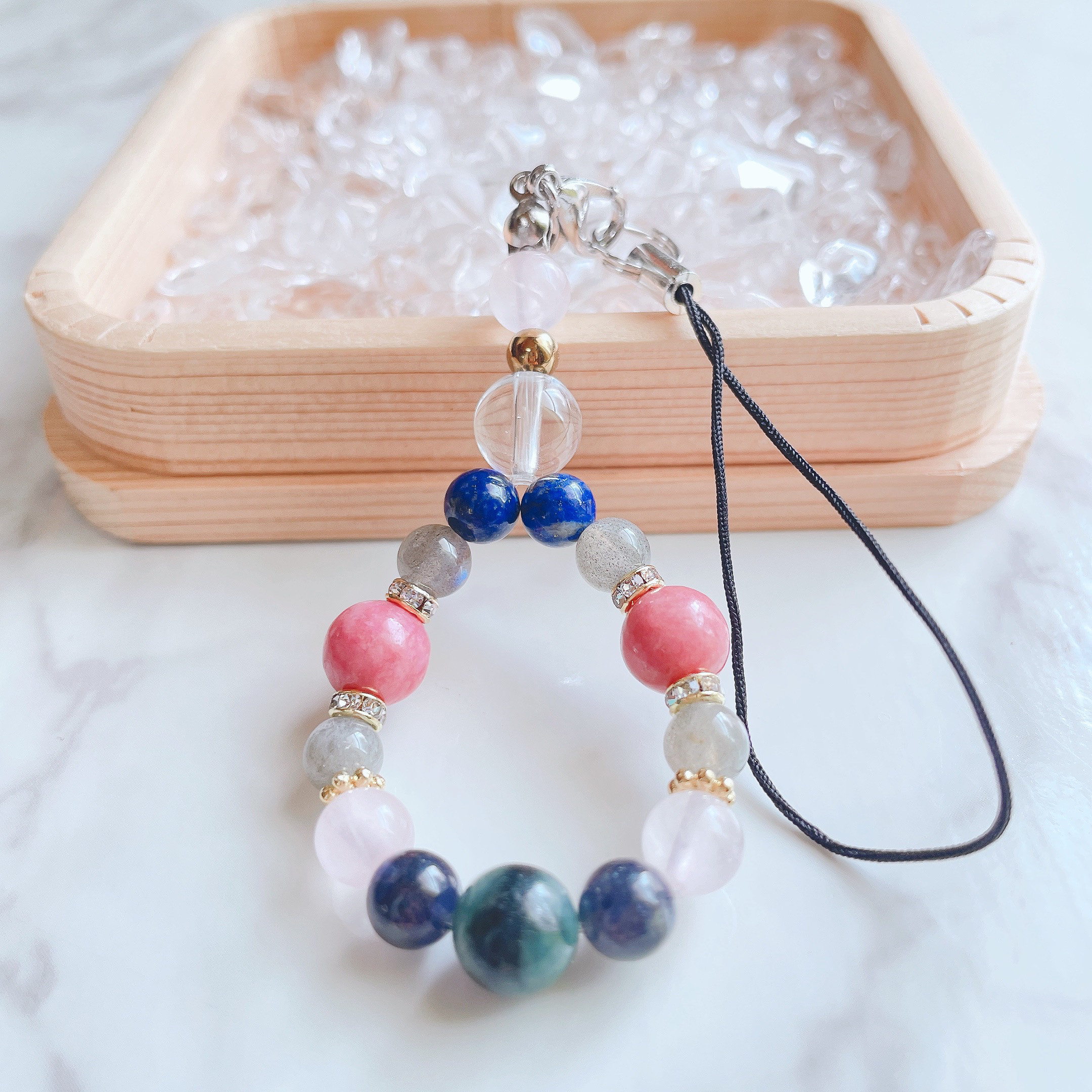 ✦叶えたい夢や目標がある方へ エメラルド ロードナイト パワー・ストーン 天然石 ストラップ No167S