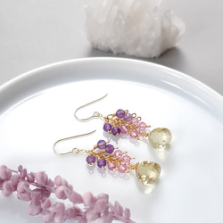 14kgf マルチカラー カラフル ネックレス 天然石 シトリン アメジスト