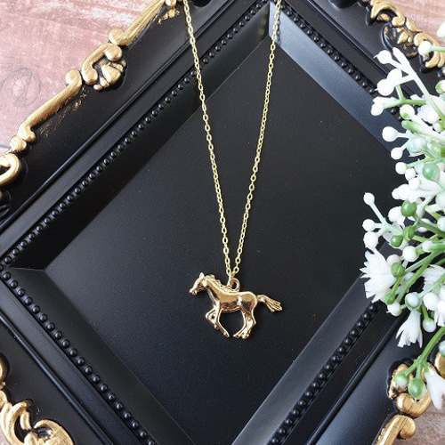 再販！【長さ変更可能】素敵なお馬さん ロング ネックレス☆ゴールド色