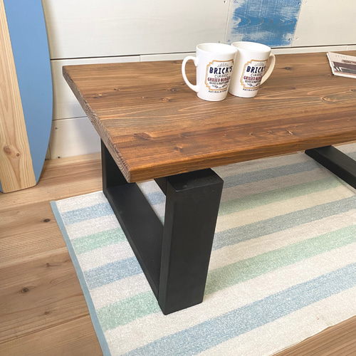 杉無垢材 ローテーブル アイアンpaint リビング ダイニング テーブル