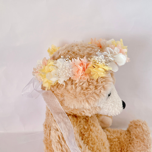 花冠　White pastel orange♪ ベビー 花冠White pastel orange♪ ベビー