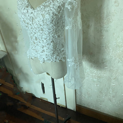 ウエディングドレス ボレロ 3D立体レース刺繍 Vネックドレス 長袖　 結婚式/披露宴 4枚目の画像