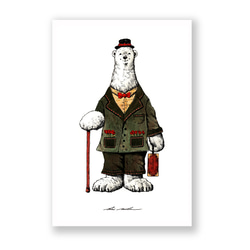 你最喜歡的插畫卡（帆布加工）3件套【164.紳士的北極熊】 第1張的照片