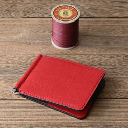 手縫い仕立てのマネークリップ財布【薄型】イタリアンレザー 6枚目の画像