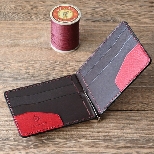 手縫い仕立てのマネークリップ財布【薄型】イタリアンレザー